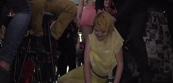  Yellow haired slave fucked in public